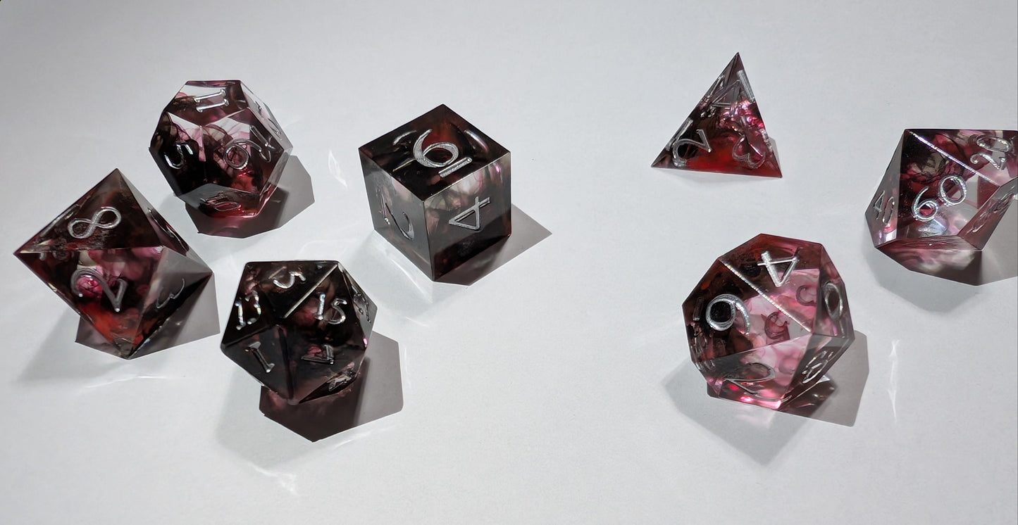 Handmade Resin DND Dice - Crimson Shadow