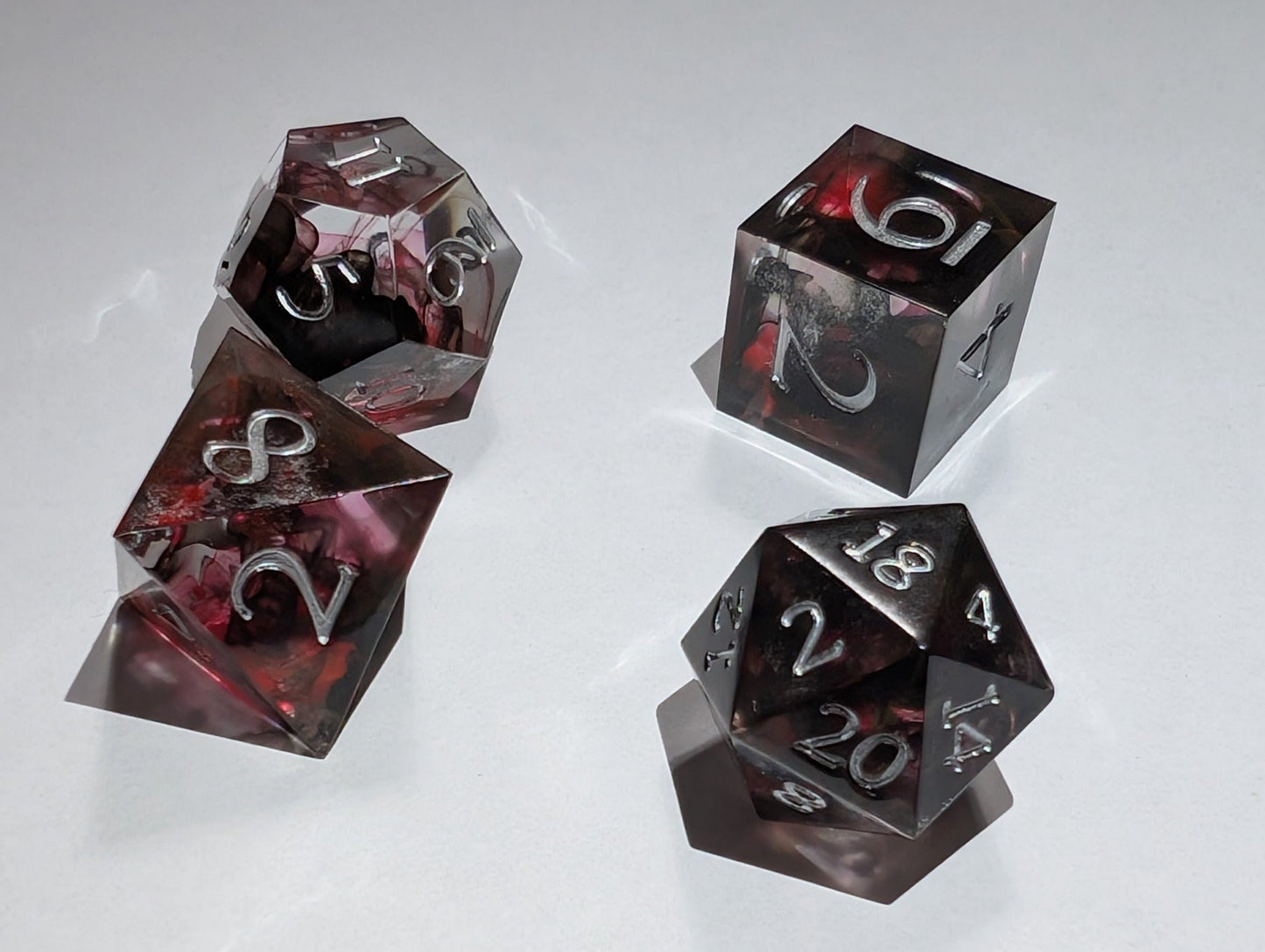 Handmade Resin DND Dice - Crimson Shadow
