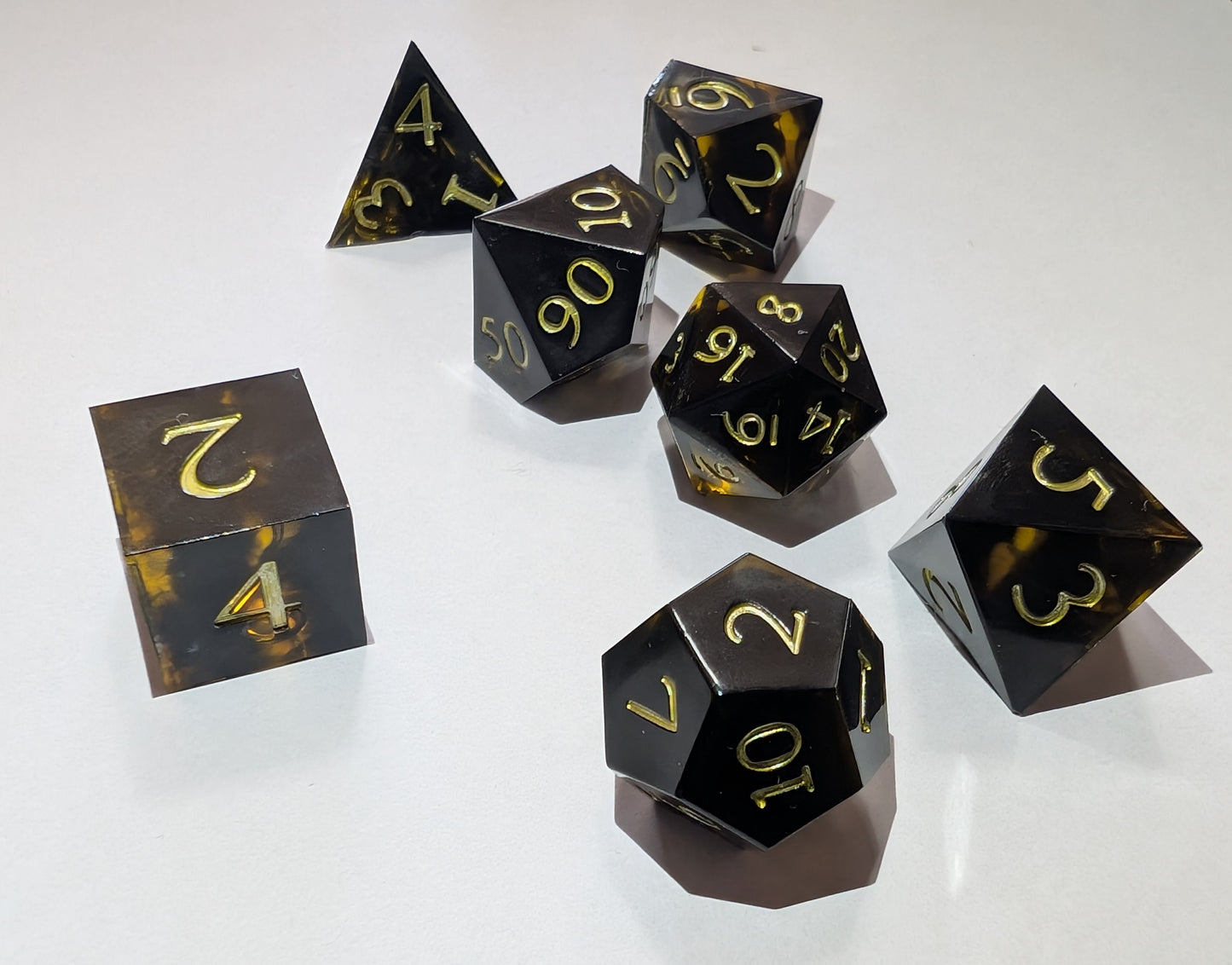 Handmade Resin DND Dice - Golden Night