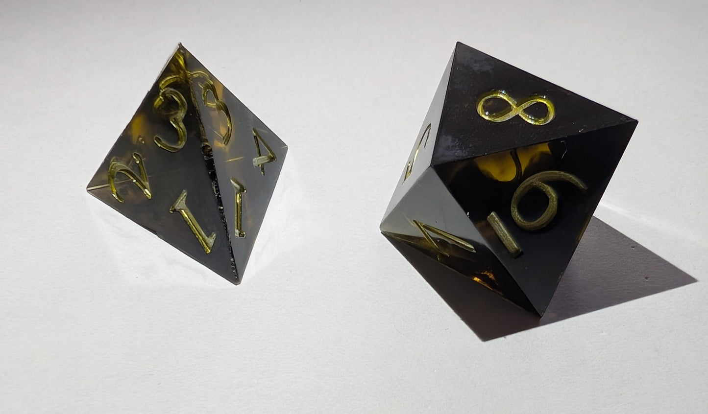 Handmade Resin DND Dice - Golden Night